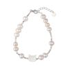 Pulsera de gato con perlas de agua dulce naturales para mujer, plata de ley, lujo ligero, nicho, concha de mariposa blanca natural, plata rota, pulsera de pareja, regalo