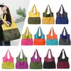 Bolsa Tote Grande de Lona con Múltiples Bolsillos y Cremallera Portátil Ligera Plegable Ecológica Bolsa de Compras Versátil para el Trayecto Bolso de Mano