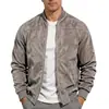 Jaqueta Masculina Amazon Estilo Europeu e Americano Camurça Cor Sólida Gola Alta Manga Longa Zíper Jaqueta Versátil para o Dia a Dia Jaqueta Baseball