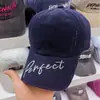 Gorra de Béisbol Azul Desgastada Estilo Retro Americano Nueva Llegada Primavera para Mujer Versátil Ampliada Profundizada Bordado de Letras Agujero Gorra de Pato