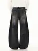 Jeans Anchos Teñidos Sucios Desgastados Estilo Retro Americano Oreeta para Hombres y Mujeres Diseño de Nicho Marca de Moda Pantalones de Calle