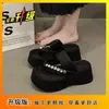 Sandálias para Verão Feminino Moda Exterior 2025 Novos Sapatos de Praia Salto Alto Sola Grossa Plataforma Estilo Fada Sandálias de Dedo