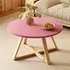 Juego de Mesa de Café Sencillo de Madera Maciza Japonesa Mesa Redonda Pequeña para Apartamento Dormitorio Mesa Auxiliar para Sofá de Sala de Estar Mesa de Té para Balcón