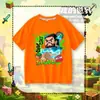 Camiseta Infantil de Manga Curta My World Steve para Meninos e Meninas, Verão, Algodão Puro, Desenho Animado, Estilosa, Casual, Manga Meia