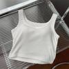 Top corto de tirantes para chica con almohadilla en el pecho para mujer, interior y exterior, sujetador, prenda interior de una pieza, top corto sin mangas con forma de I, corto