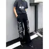 Jeans retro americanos de doble cara con estampado de espinas para hombre y mujer, de corte limpio, estilo high street, con lunares, casual, para pareja, de pierna ancha