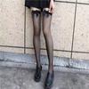 Medias de Seda Negras para Mujer Sexy Encaje Jk Lazo Red de Pesca Seda Blanca Pura Sobre la Rodilla Anti-gancho Seda Medias hasta la Mitad para Verano