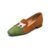 Mocasines Bordados de Gato 2026 Nuevos de Primavera Tacón Bajo Retro Slip-On Mocasines Versátiles Planos para Mujer