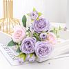 En stock, venta al por mayor, decoración del hogar, simulación de flores falsas, pequeño ramo de rosas, diseño de boda, simulación de 5 rosas persas