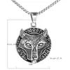 2023 Nuevo amuleto de cabeza de lobo Runa europeo y americano colgante de acero inoxidable personalidad retro Vikingo titanio acero collar