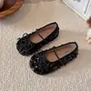 Zapatos Brillantes de Princesa para Niñas, Nuevos Zapatos de Cuero Mary Jane con Lazo de Otoño, Zapatos Slip-On Suaves para Actuación Infantil