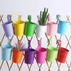 Vaso de flores pendente gancho removível vaso pendente planta verde balde pendente varanda suculenta cesta pendente montado na parede de metal lata balde pendente