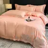 Juego de cuatro piezas de algodón de fibra larga de 80 hilos, suave como la seda para dormir sin ropa, ropa de cama 100% algodón, lujo ligero y estilo minimalista