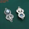 Plata Esterlina S925 Anillo Doble Murciélago Lapislázuli Ágata Rojo del Sur Cristal Azul Accesorios Dobles para Oreja Vintage DIY Materiales para Abalorios Hechos a Mano