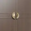 Maçaneta de Porta de Hotel em Liga de Alumínio, Maçaneta Redonda para Porta Dupla, Maçaneta para Edifício de Escritórios de Clube, Acabamento Cobre Dourado Antigo, em Estoque
