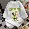 Camiseta de Manga Corta Oversize de Peso Pesado para Pareja Verano 2025 Estampado de Personaje de Dibujos Animados Top Holgado Versátil de Moda