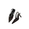 Tacones de Aguja Altos Europeos y Americanos Transfronterizos de Comercio Exterior, Tamaño Grande, Puntiagudos, Sin Espalda, Simples y Versátiles, Adecuados para Combinar con Faldas, Sandalias de Punta Cerrada y Zapatos de Salón