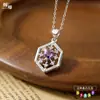 Pingente de Pedra de Cristal Natural em Formato de Coração Colar Vazado em Prata de Lei S925 Corrente para Clavícula Feminina Topázio Peridoto de Alta Qualidade