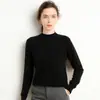 26 Novo Suéter de Cashmere Meia-Gola Outono/Inverno para Mulheres, Solto, Simples, Versátil Suéter Base Tricotado