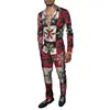 Moda Primavera/Verano 2025 Traje de Camisa para Hombre Estampado Navideño Moda Jengibre Muñeco de Nieve Ligero Fiesta Duradero Traje