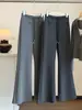 Calça flare listrada casual estilo coreano para mulheres, nova calça boca de sino casual de cintura alta slim fit para outono