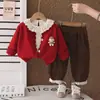 Conjunto Elegante de Primavera y Otoño para Niñas 2026 Ropa Nueva de Otoño para Bebé Estilo Coreano Moda Suéter Conjunto de Tres Piezas