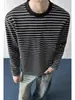 2026 HT26544 Longitud Extendida Talla Grande Cuello Redondo Rayas Mangas Largas Camiseta M-5X HT26891-Especial P16