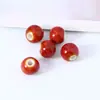 Cuentas redondas de cerámica con esmalte floral de Jingdezhen con agujeros grandes, accesorios de joyería vintage, materiales para ensartar para collares hechos a mano, cuentas sueltas de lunares