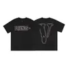 VLONE FOG Trendy Brand Big V Mother Logo Cherry Blossom Manga curta Esboço Bordado Lip Print Graffiti Print Camiseta