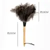 Plumero de Plumas de Avestruz Transfronterizo, Plumero Antiestático de Plumas Reales para Polvo de Escritorio en Casa, Plumero con Mango de Madera de Haya al por Mayor