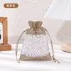 Bolsas de cordão imitação de linho compostas em estoque, bolsas de linho com cordão para embalagem de joias e presentes, bolsas de armazenamento de linho no atacado