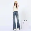 Jeans Micro-Lar Feminino Cintura Alta Borda de Pelo Design Retro Calça Ferradura Corpo em Pera Menina Cheinha Calça Flare Emagrecedora