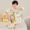 Pijama Nuevo para Niños para Primavera y Otoño, Algodón Peinado de Manga Larga Ropa de Casa para Niños, Ropa de Verano para Aire Acondicionado, Moderno