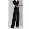 Jeans Negros de Pierna Ancha para Mujer Otoño e Invierno 2022 Nuevos de Cintura Alta Sueltos Rectos Forrados con Forro Polar Pantalones Altos