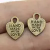 15x12mm 0.9g Accesorios para Joyería DIY Hecho a Mano Corazón Doble Cara Hecho a Mano con Amor Colgante