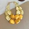 Collar de doble capa con cuentas acrílicas transfronterizo europeo y americano, cadena para la clavícula de lujo ligero de alta gama, joyería de estilo étnico vintage al por mayor