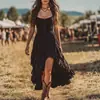 Moda Cruzada Europeia e Americana Vintage Primavera/Verão 2026 Novo Elegante Vestido Sem Alças Irregular com Franzidos que Afinam a Cintura