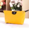Bolsa de Maquillaje Estilo Coreano, Neceser Plegable, Forma de Empanadilla, Bolsa de Almacenamiento de Cosméticos Portátil Conveniente, Bolsa de Empanadilla de Color Caramelo
