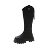 Botas altas hasta la rodilla de suela gruesa para mujer, adelgazantes y que aumentan la altura, estilo motero, modernas botas de otoño de caña alta nuevas