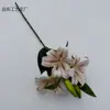 Flor Artificial 3D Lírio de Três Cabeças Filme de Impressão Flor Falsa Decoração de Casamento Buquê Enfeites para Sala de Estar de Casa Adereços para Fotos
