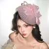 Sombrero de Malla Rosa Estilo Hada Accesorio de Cumpleaños para el Cabello Pasador Accesorio para Vestido Velo de Novia Femenino Adorno de Cabello de Alta Gama Sombrero