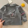 Camiseta Térmica Casual Infantil para Outono e Inverno, Gola Redonda, Marca Moderna para Meninos, Camiseta Quente para Bebês e Crianças