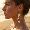 Brincos de Franja de Concha e Estrela de Verão Transfronteiriços, Gancho Longo Estilo Boêmio de Férias, Acessórios de Praia Atacado