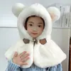 Gorros Infantiles con Orejas Móviles, Bufanda y Gorro de Felpa de Invierno Integrados, Gorro Cortavientos y Cálido con Protección para Orejas de Bebé para Niños y Niñas