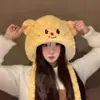 Chapéu de Pelúcia Urso Manteiga Desenho Animado Fofo Novo Chapéu Pulôver Tudo-em-Um Quente e à Prova de Frio Espesso Outono e Inverno Versátil Chapéu Lei Feng