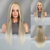 Pelucas de Moda Europeas y Americanas para Mujer, Estaciones Malolientes, Té de Leche Rayado, Capas Doradas, Cabello Largo Liso, Mechas, Pelucas de Mecanismo de Fibra Química Dorada