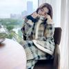 Pijama de Cachemira Compuesta a Cuadros Engrosado para Mujer Invierno Nuevo Estilo Cálido con Forro de Polar Moda Casual Traje para el Hogar para Usar Afuera