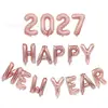 Balões Novos Transfronteiriços Decoração de Festa de Véspera de Ano Novo 2027 Conjunto Feliz Ano Novo Balões de Folha de Alumínio Happynewyear