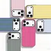 Gran stock de fundas de teléfono de manzana con película brillante, funda protectora de dos en uno a rayas para iPhone 17 Pro Max