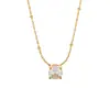 Corrente para Clavícula de Aço Titânio com Pingente Estrela de Quatro Pontas com Diamante Único Minimalista Zircônia Branca Conserva Cor Joia Leve de Luxo High-End Brilhante Alta Transparência Colar